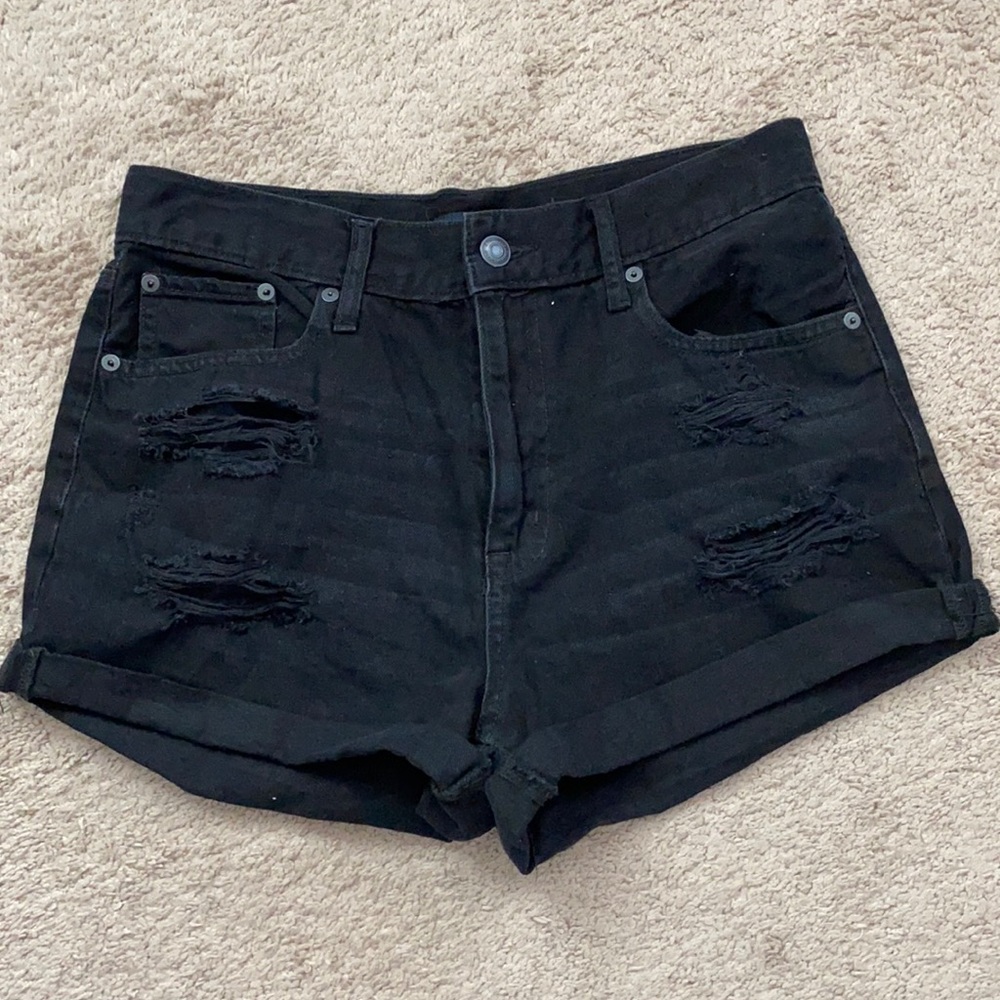 Aeropostale Black Distressed Mom Shorts Size 10